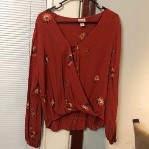 Mossimo Orange Wrap Top